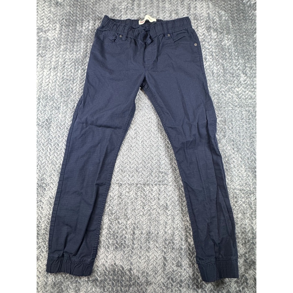 Levis Jogger Pants Boys Medium Navy Blue Cotton Ripstop Mid Rise Tapered Leg